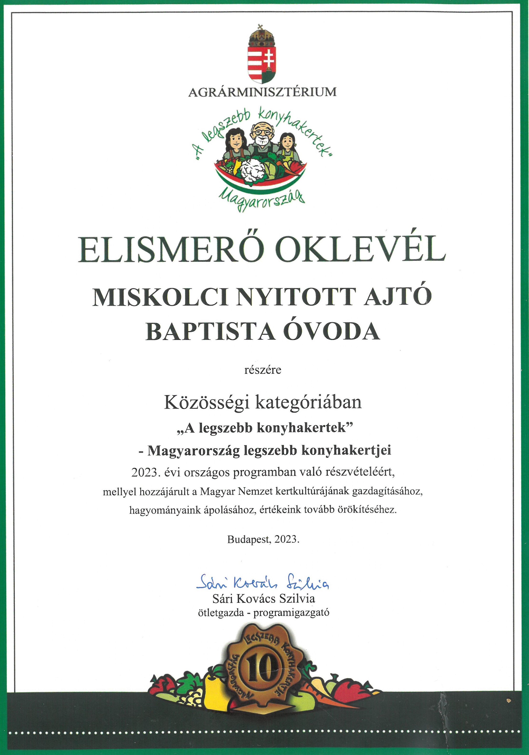 OVI Iskolakert oklevel 2023